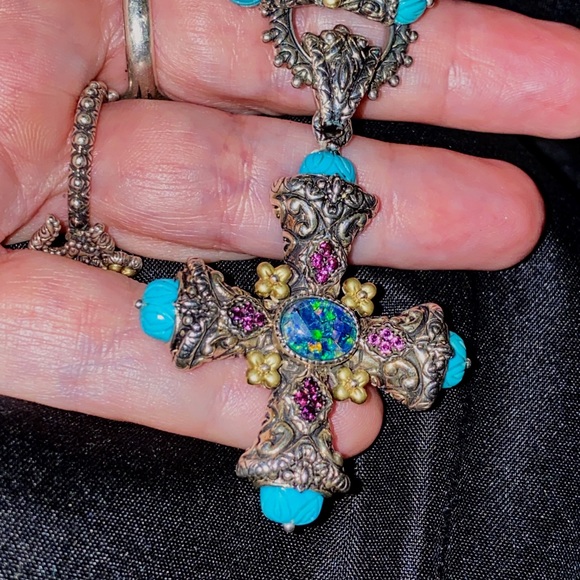 Barbara Bixby Opal Turquoise Cross NWOT - Picture 8 of 14